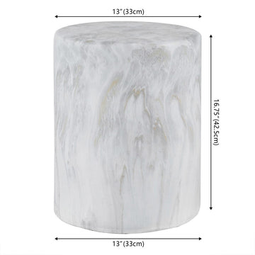 Troy 16" Modern Minimalist Faux Marble Column Indoor/Outdoor Accent Table - JONATHAN Y
